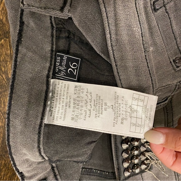 Marciano grey stretch power skinny jean with lace and stud details - Picture 5 of 7